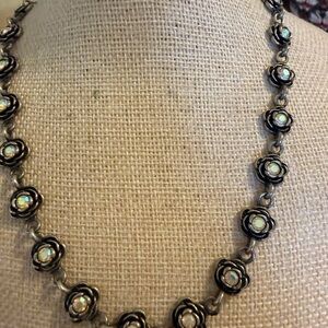 Premier Designs Black and Silver Floral Necklace